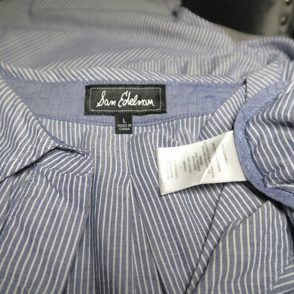 Sam Edelman Stripped Split Back Button Up Shirt L - image 4